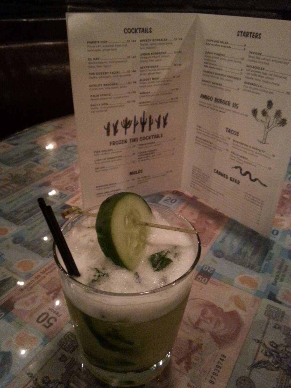 The Ace Hotel's Desert Facial: Vodka, muddled cucumber and mint, with fresh pineapple juice.